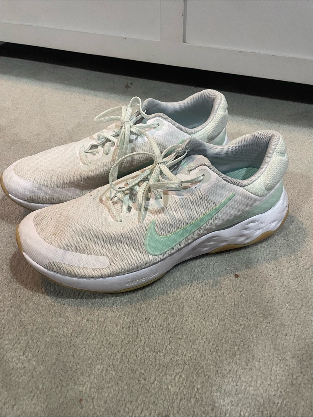 Nike Women's White and Mint Low-Profile Running Shoes